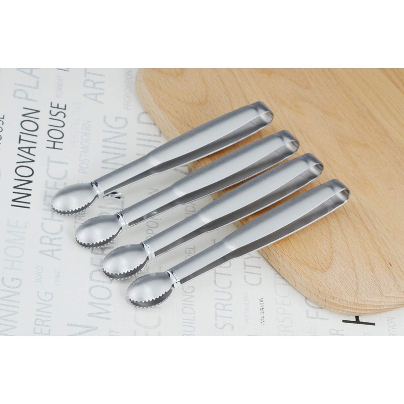 HINMAY Mini Tongs 5-3/4 Inch Stainless Steel Small Serving Tongs,