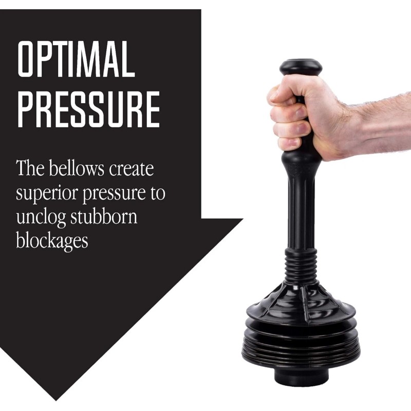 JS Jackson Supplies Professional Bellows Accordion Toilet Plunger, High Pressure