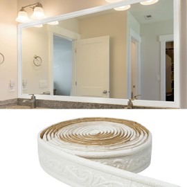 WADILE 3D Wall Edging Trim 90" x 1.57", Self-Adhesive Peel and Stick Molding, Flexible PVC Wallpaper Border for Walls, Mirror, Baseboard, Accent Lines – White