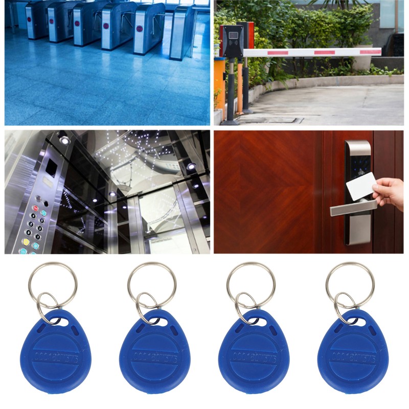 100 Pcs Blue Keychains RFID Proximity Card Key for Access