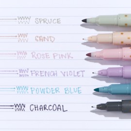 Erin Condren Pastel Dual-Tip Markers 6-Pack, Medium and Fine Point, Versatile Pens for Writing, Drawing, Note-Taking, Journaling, Coloring and Planning