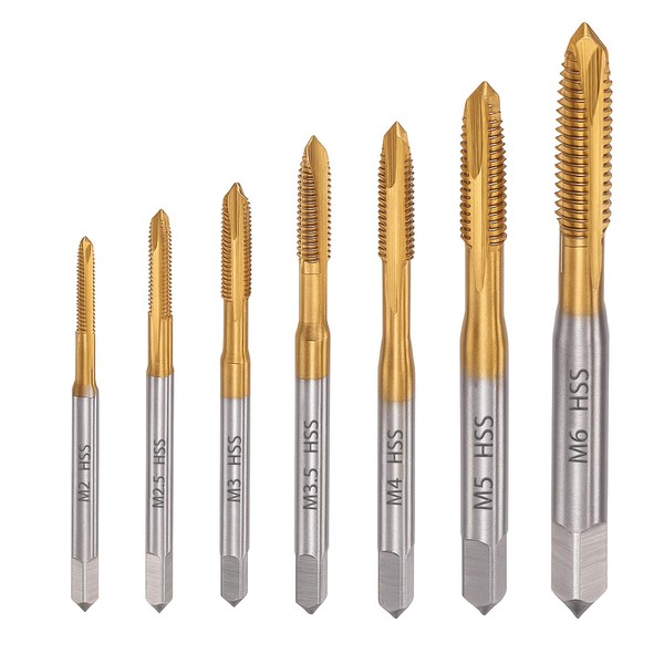 Saipor 7pcs Spiral Point Thread Tap Set, M2 - M6