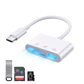 Card Reader, 3 in 1 USB Type-C Portable Card Reader, SD Card Reader, Memory Card Reader, Type C, Compatible with Smartphones, Tablets, Computers, USB SD TF Port, No Settings Required, Photo Video,