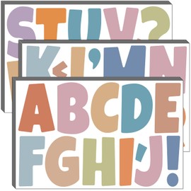 Bemeol 288 Piece Letter Stickers 24 Sheets 3 Inch Bulletin Board Letters for Classroom Self Adhesive Alphabet Poster Board Letters for School Classroom Wall Decor(Boho Colors)