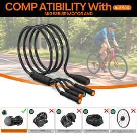 1T4 Proofwater Cable for Bafang CAN Protocol BBS01B 02B HD Series Mid Drive Motor , 43" Cable Length 8 Pin Connector to 4 Connectors,Replace Main Cable-Connect with Display/Throttle/Brake Lever