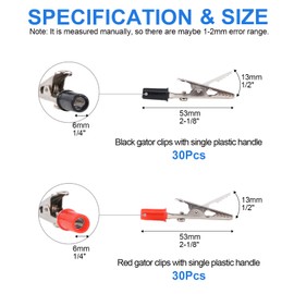 Glarks 60Pcs 53MM Metal Alligator Clip Clamp Assortment Kit Crocodile Electrical Test Clamps Assortment Kit for Laboratory Testing, with Single Cap