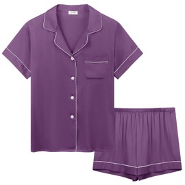 Amorbella Womens Two 2 Pieces Sleepwear Loungewear Sleeping Set Lounge Sleep Wear(Purple,XXL)