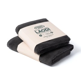 LAODI Premium Towel Set - Luxury Gift Set for Women & Men - Home & Wellness Gift - 70 x 140 + 50 x 100 cm - Thunderstorm Grey, Dark Grey - 100% Cotton, 570 g/m² - Made in Portugal