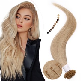 Elailite Real Hair Bondings Extensions Blonde U-tip Keratin Hair Extension Straight 25 Strands 25 g 60 cm #24 Medium Blonde