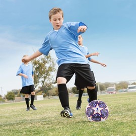 luliott Football Fans Memorabilia 2024 Soccer Ball Birthday Present Size 5 Soccer Office Soccerball Fans Thermally Bonded Match Ball with Seamless Stiching Soccer (Purple)