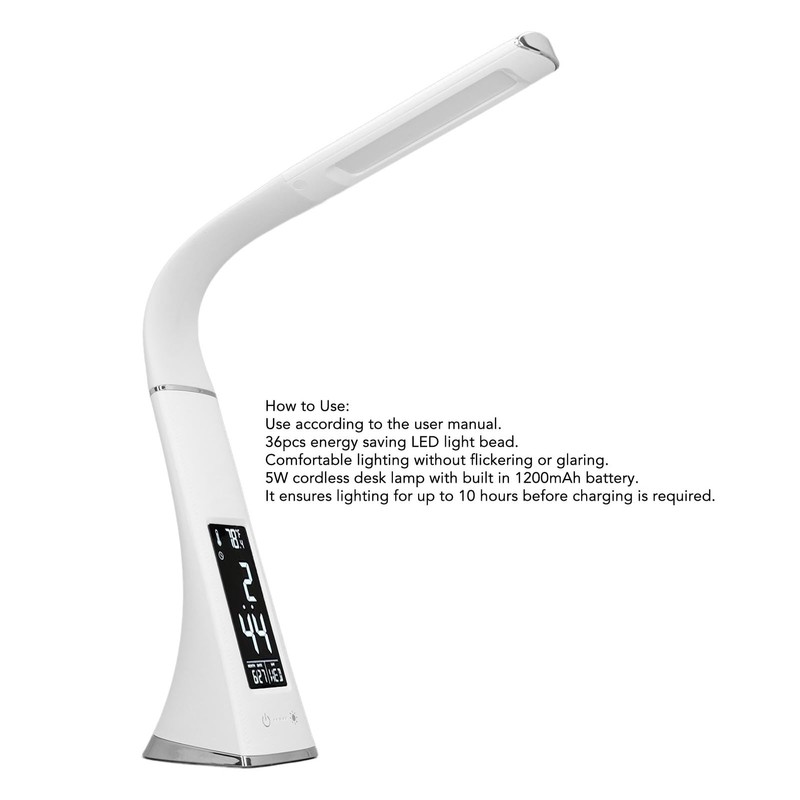 LED Desk Lamp with Touch Control, Wireless Reading Light for