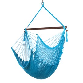 Large Caribbean Hammock Chair - 48 Inch - Polyester - Hanging Chair - Light Blue