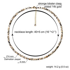 Jewever Real Gemstones and Crystals Choker Necklaces for Women Coin shaped Beads Energy Healing Crystal Simple Choker Necklace Gift (Dalmatian Jasper)