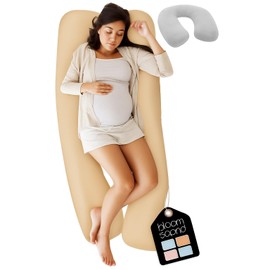 Bloom&Bond - Pregnancy Pillow-Maternity Pillow for Pregnant Women, Pregnancy Pillows for Sleeping, U Shaped Body Pillow, Body Pillow for Pregnant Women, Memory Foam Pregnancy Pillow (Beige)