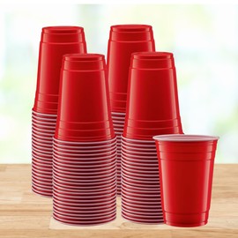 7STAR 100-Pack Disposable 16oz Red Plastic Cups – Heavy-Duty for Parties, Picnics & Everyday Use