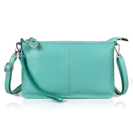 befen Leather Wristlet Clutch Wallet Purses Small Crossbody Bags for Women with RFID Card Slots (Light Teal)