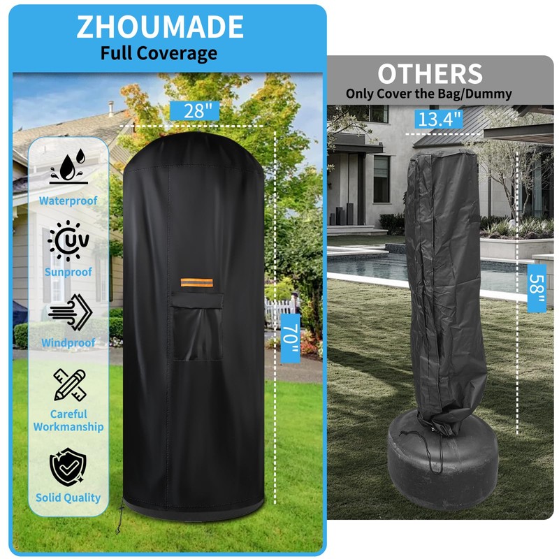 Free Standing Punching Bag Cover Outdoor Waterproof, 420D Oxford Full