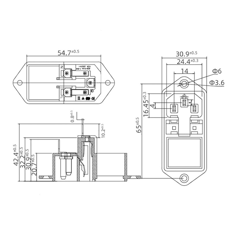 Semetall Inlet Module Plug 3 Pin IEC320 C14 Power Socket