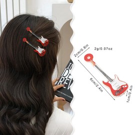 5PCS Cute Y2K Hair Clips Guitar Duckbill Hair Clip Vintage Punk Style Novelty Hair Pins for Women Accessories.