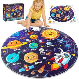 UNGLINGA 70 Piece Solar System Floor Puzzles for Kids Ages 3-5 4-6 6-8