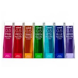 Uni NanoDia Color Mechanical Pencil Leads 0.5mm 7 Color Set, 7 Pack/total 140 Leads