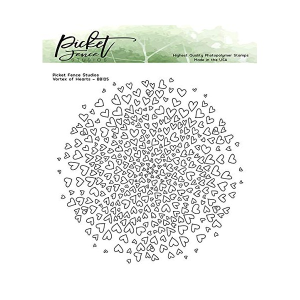 Picket Fence Studios Clear stamps with Vortex of Hearts