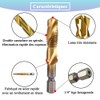 Teocpai 6-Piece HSS Tap Set Titanium Combination Drill Bit with
