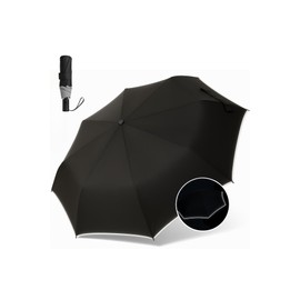 FANACAN Folding Umbrella, 3 Seconds, Memory Shape, One-Touch Automatic Open/Close, Durable, Windproof, 8 Ribs, Large 21.7 inches (55 cm), Black, For Men, Black (with reflective tape)