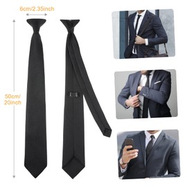 1pc Tie for Men's, Clip-on Ties Solid Uniform Pre-tied Adjustable Neck Strap Tie Funeral Tie Black Clip-on Tie Mens Clip on Tie for Wedding Funeral Formal Business Tie Graduation School Uniforms