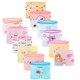 JackLoveBriefs Girls' Knickers Comfortable Girls Boxers Cotton Pack of 12 (2-3 Years) MULTICOLOR,Size:S