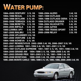 YWPXMY Water Pump Thermostat Kit Compatible with Century Regal Rendezvous Skylark & Beretta Impala Monte Venture & Achieva Cutlass & Aztek Trans Sport & Relay 3.1 3.4 3.5L V6 Engine, Replace # 252721