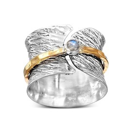 Stocking Stuffers Holiday Outfits for Women 2024 Moonstone Spinner Ring for Women Anxiety Ring Stress Relief Ring Vintage Wide Band Ring Fidget Meditation Ring Silver Chunky Ring Anxiety Spinner Ring Trendy Jewelry Birthday Gifts for Girls(10)