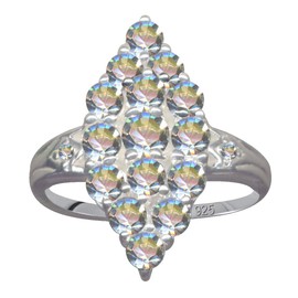 59066 Finger Ring Navette / Genuine 925 Silver with Zirconia / Art Nouveau Design / Stone Colour: Clear White / Modern Cool Trendy Hip / Buy Online Shop Jewellery, 925 sterling silver, zirconia