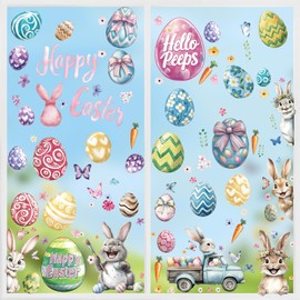Shinybox Easter Window Decoration, 9 Sheets Window Pictures, Colourful Easter Window Decoration, Easter Window Decoration, Reusable Decorations, Window Decoration Rabbit, Chick, Easter Egg (B)