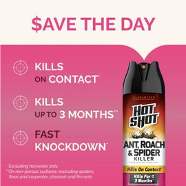 1-2 Pack Hot Shot 26781, Roach, Spider, Ant Killer - 17.5 oz - Fresh Floral