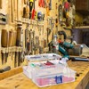 Relaxdays 1 x Transparent Plastic Box, 9 Compartments, Tool Box,