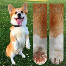 Funny Socks for Men Women Teens - Fun Animal Dog Paws Socks 3D Casual Fathers Day Novelty Gifts for Dad Husband Fun Cute Funky Cotton Crazy Socks - Valentines Christmas Dog Gifts Stocking