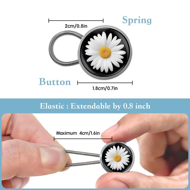 White Daisy Flower Button Extenders for Jeans Pack of 4