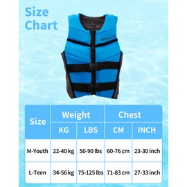 Owntop Buoyancy Aid Teens Kids, Adjustable Swim Vest Unisex, Buoyancy Vest with Safety Buckles for Paddleboarding Kayaking Fishing Sailing - Blue L