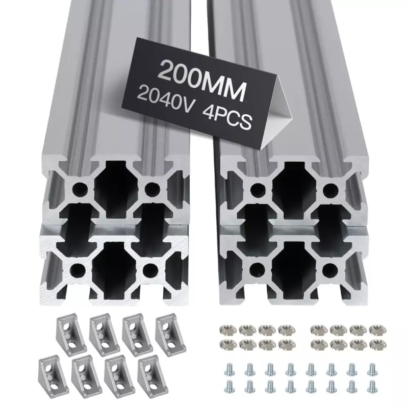 4pcs 200mm 2040 V-슬롯 압출 알루미늄 프로파일 3D 프린터 프레임용