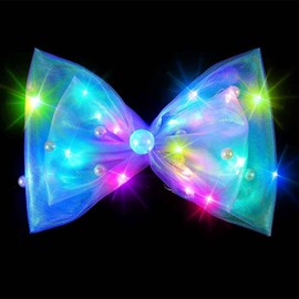 Evlry LED-Haarschleifen-Clips Leuchtend Schmetterlings Stirnband Schleifen Haarschmuck für Frauen (Lila, Einheitsgröße)