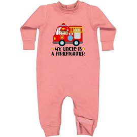 inktastic Fireman Uncle Is a Firefighter Baby Fleece Romper 12 Months Mauve 35f79