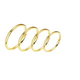 DATOA 4Pcs Stainless Steel Toe Rings Set for Women Minimalist Stackable Plain Thin Band Toe Rings Beach Foot Jewelry-Gold