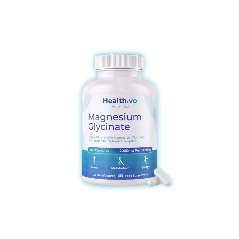 Magnesium Glycinate Capsules, 240 Capsules, 2000mg, UK Made