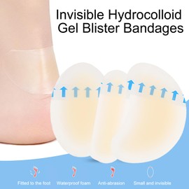 iLamvie Pack of 30 Blister Plasters, Hydrocolloid Plasters, Waterproof Gel Plasters, Heel Blister Plasters, Heel Protection, Relief from Friction Pain Toes, Forefoot, Heel