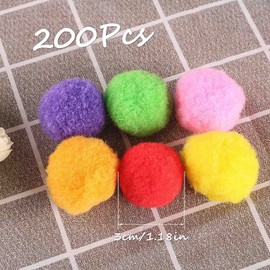 ZDNT 200 Pcs Pom Poms 3 cm Pom Poms Pompoms for Crafts Colorful Pompom Small Fluffy Pompoms Mini Pom Poms Assorted Pompoms Pom Pom Balls Puff Balls Small Mini Poms for DIY Creative Crafts Decorations