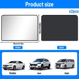 Sun Protection Car Darryy Pack of 2 Car Sun Protection Magnet, Sun Protection Car with UV Protection, Car Sun Protection Side Window, Privacy Screen Car Window, for Most Cars, SUVs, MPV, 79 x 50 cm