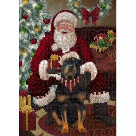 Doggie of The Day Rottweiler Dogs - Santa's Surprise - Jigsaw Puzzle for Adults - Interlocking Puzzle Game Artwork - Gift for Dog Lovers, 200 pcs. DOTD200PZLE3421