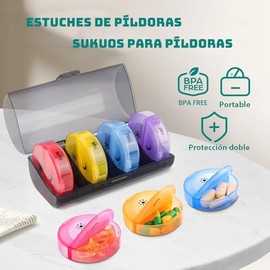 Pastillero Semanal 7 Días con 14 Compartimentos Desmontables - Organizador de Medicamentos Portátil, Material Seguro sin BPA y Cierre Hermético para Viajes(Negro) (Negro)