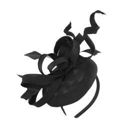 Caprilite Pillbox Swirl Loop Sinamay Headband Fascinator for Women Wedding Ascot Races (Black)